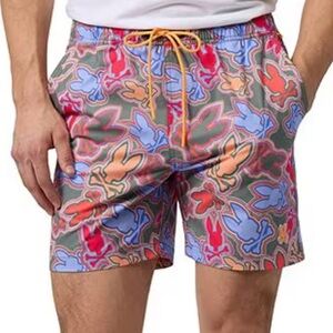 NWT! Psycho Bunny Jackson AOP swim trunks for men size M